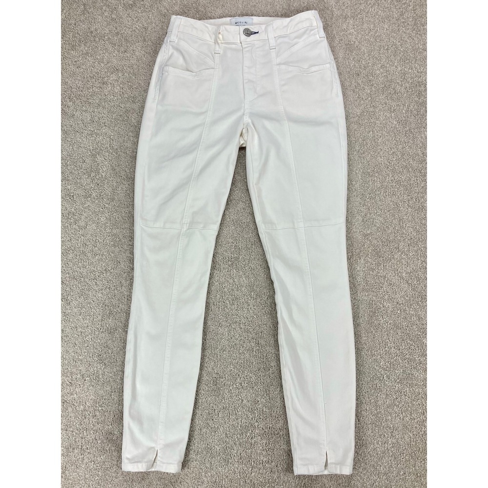 McGuire Utility Ankle Denim Pants Women 26 White Split Hem Moto Minimalist Chic